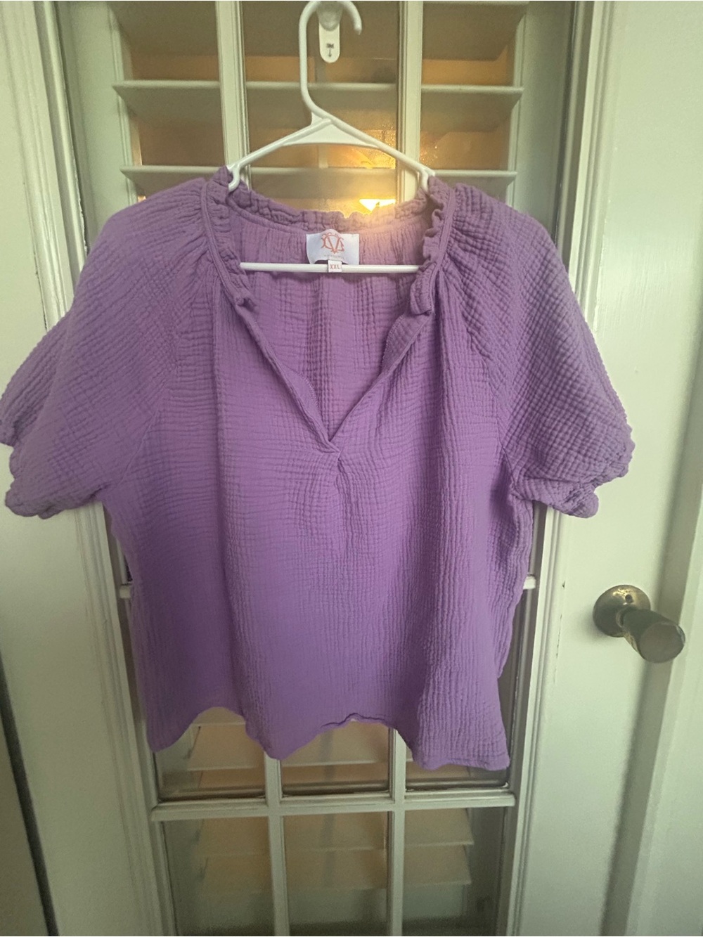 Lavender Textured Peasant Blouse - Unbranded